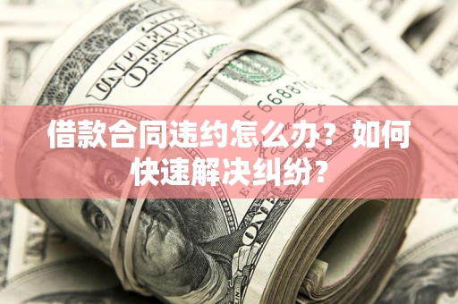 武汉借款合同违约怎么办？如何快速解决纠纷？