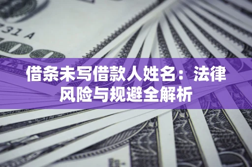 武汉借条未写借款人姓名：法律风险与规避全解析